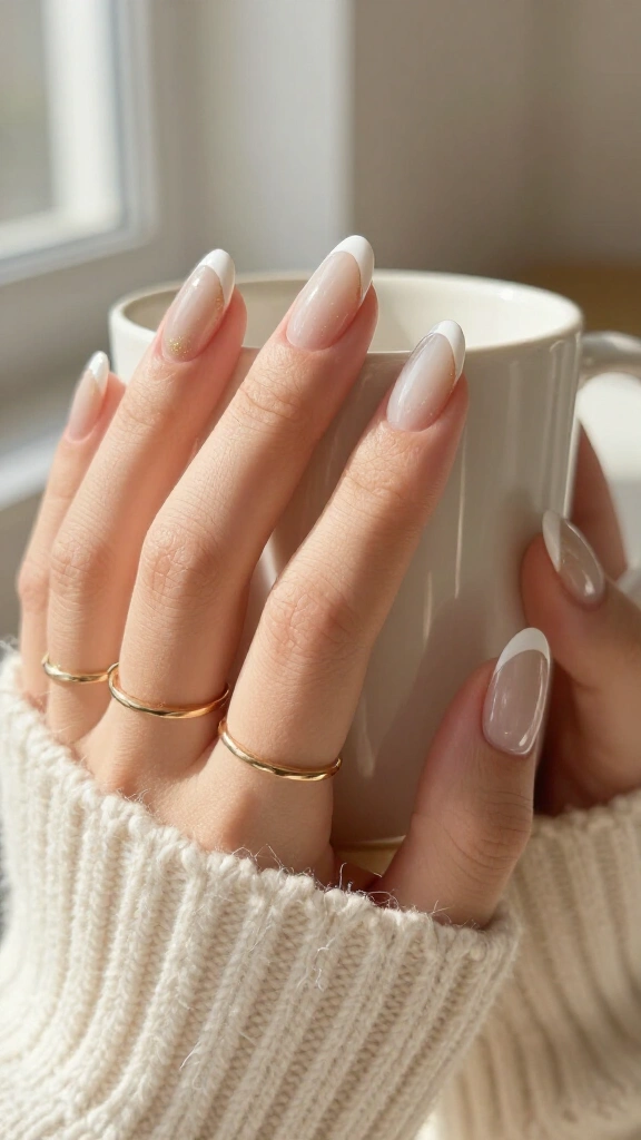 Pale champagne dipped tips