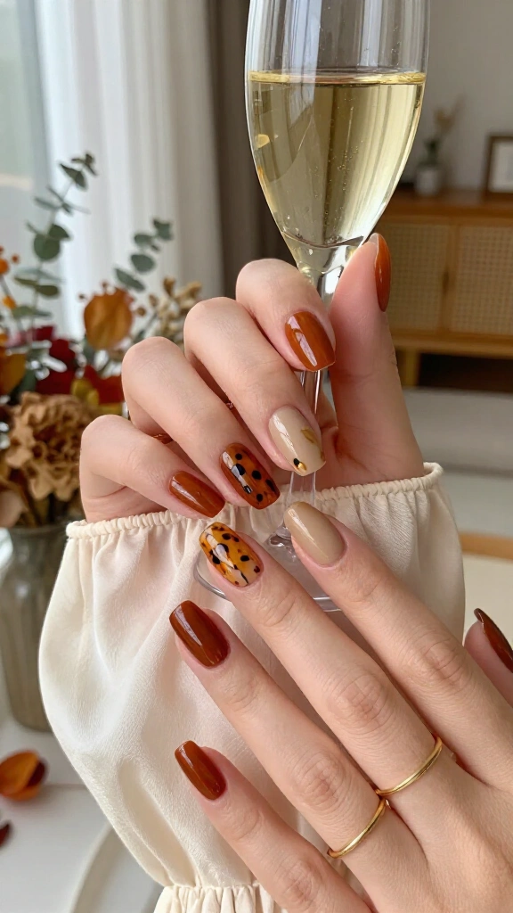 Tortoiseshell Accent Nails