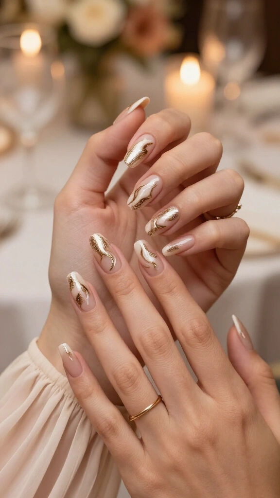 Abstract Champagne Shimmer Swirls
