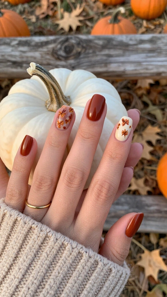 Rusty Orange Accent Florals