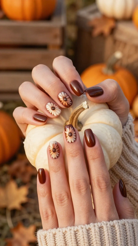 Chocolate Brown Vintage Florals