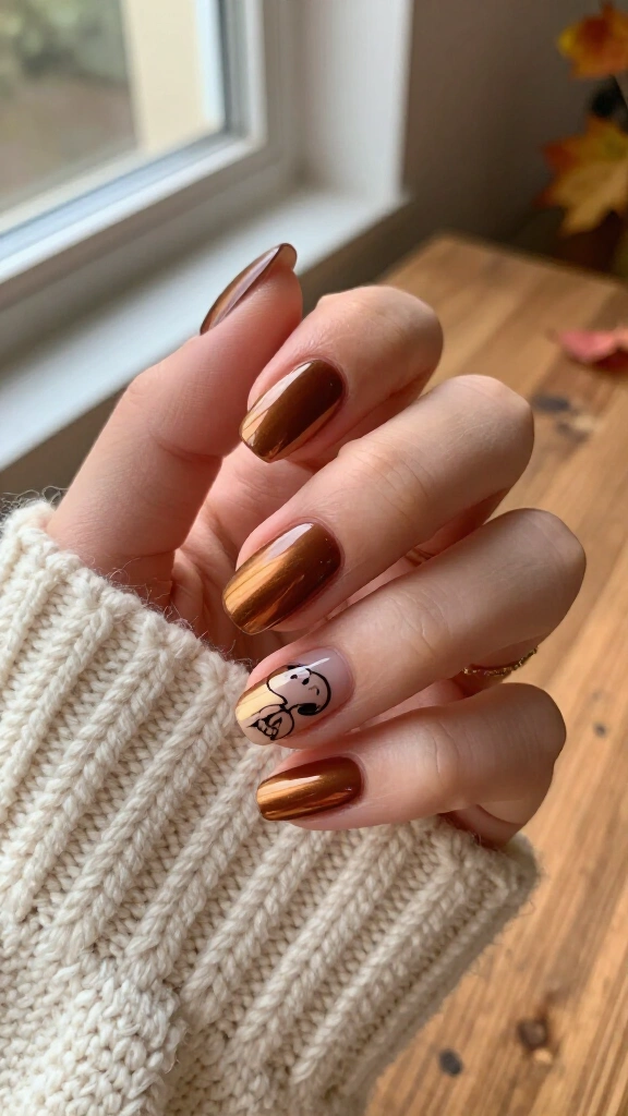 Chocolate Brown Chrome & Line Art Snoopy