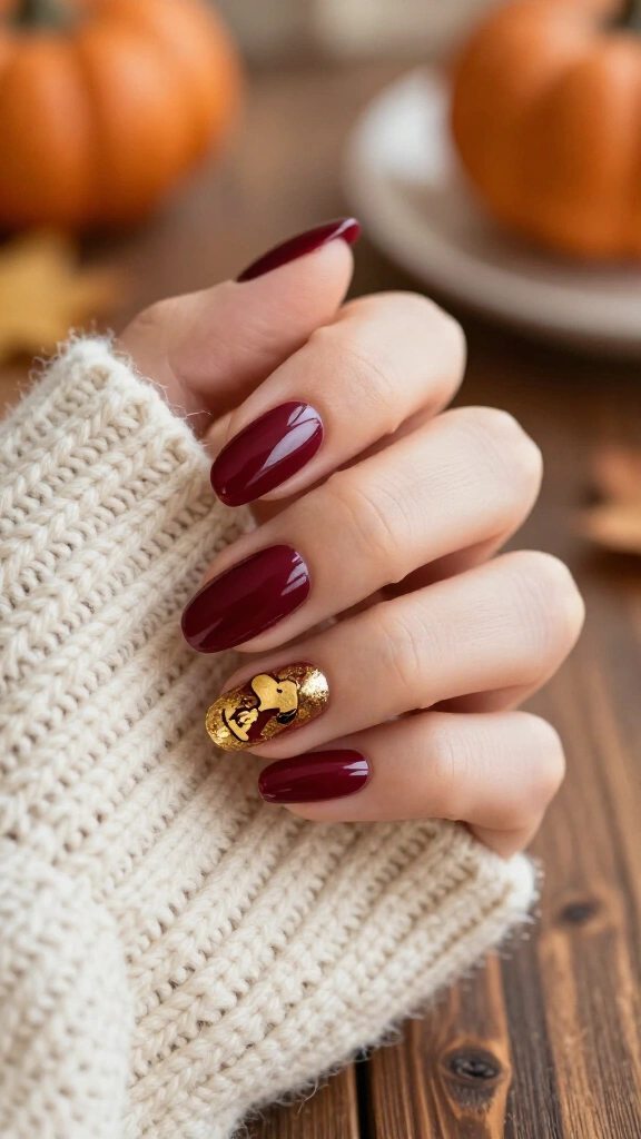 Deep Burgundy & Gold Foil Snoopy
