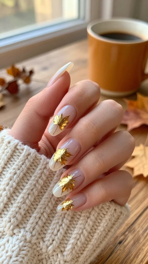 Minimalist Gold Foil Maple Silhouettes