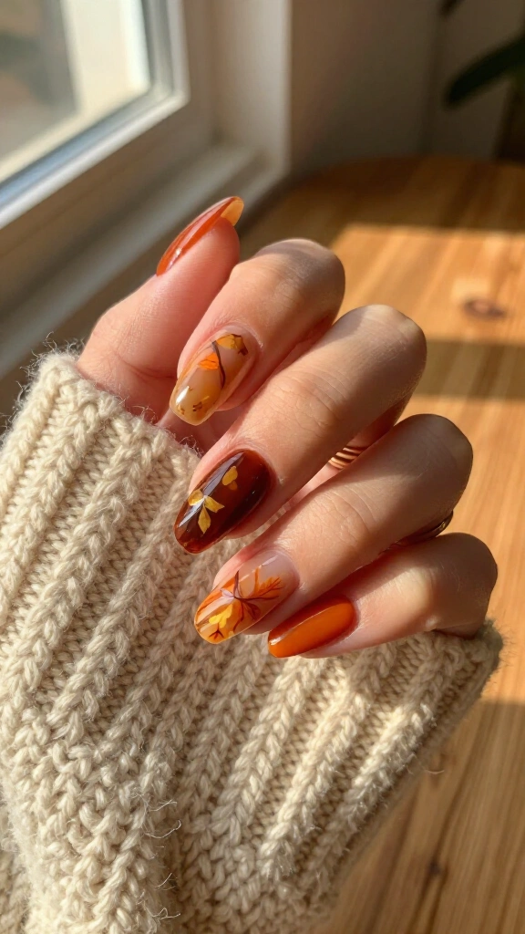 Tortoiseshell Accent with Floating Amber Foliage