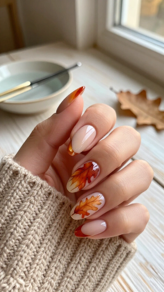 Water Decal Watercolor Oak Leaves
