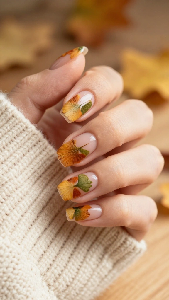 Layered Stamped Ginkgo Biloba Leaves