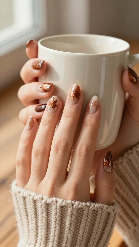 Coffee & Cream Swirls with Falling Maple Details