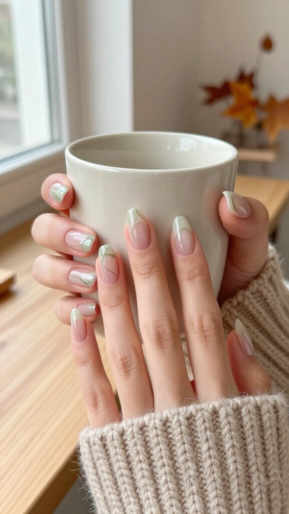 Pale Sage Green Swirls