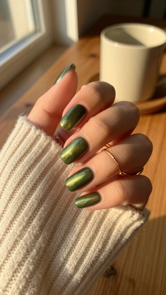 Olive Green Velvet Cat-Eye