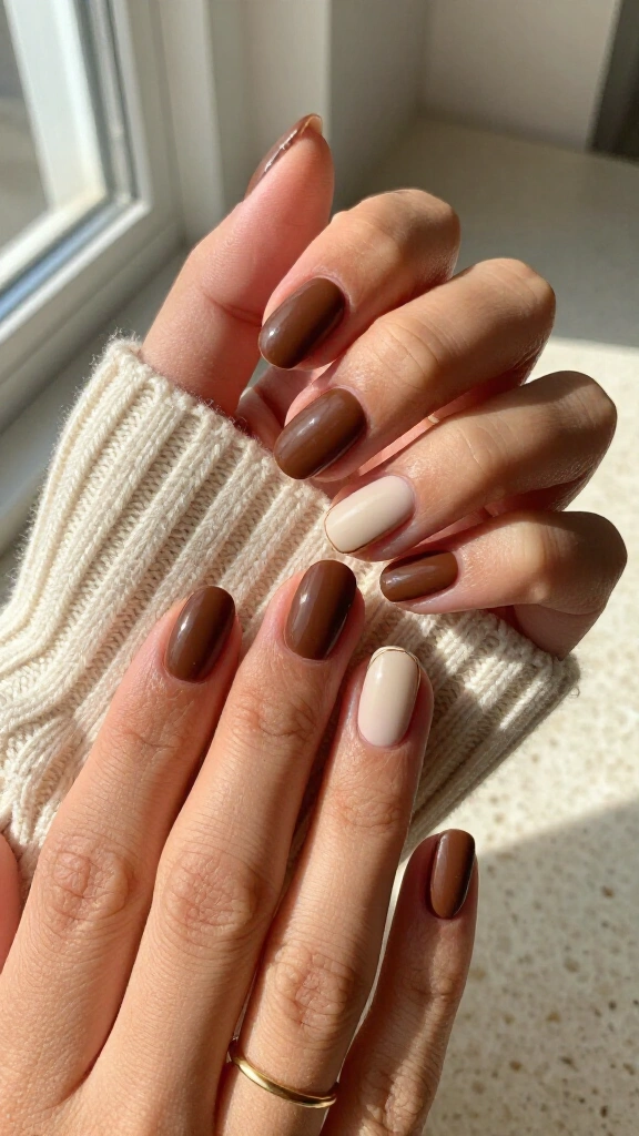 Matte Espresso with High-Gloss French Tips