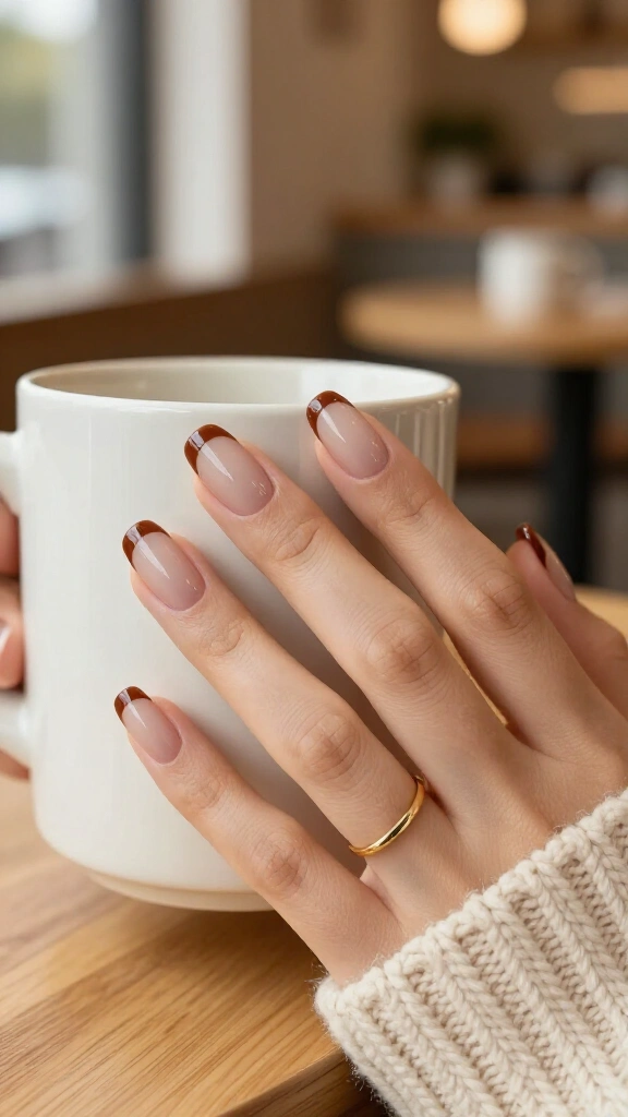 Glossy Espresso French Tips