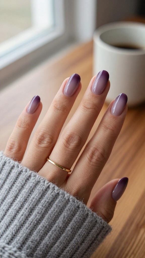 Smoky Plum Aura Nails