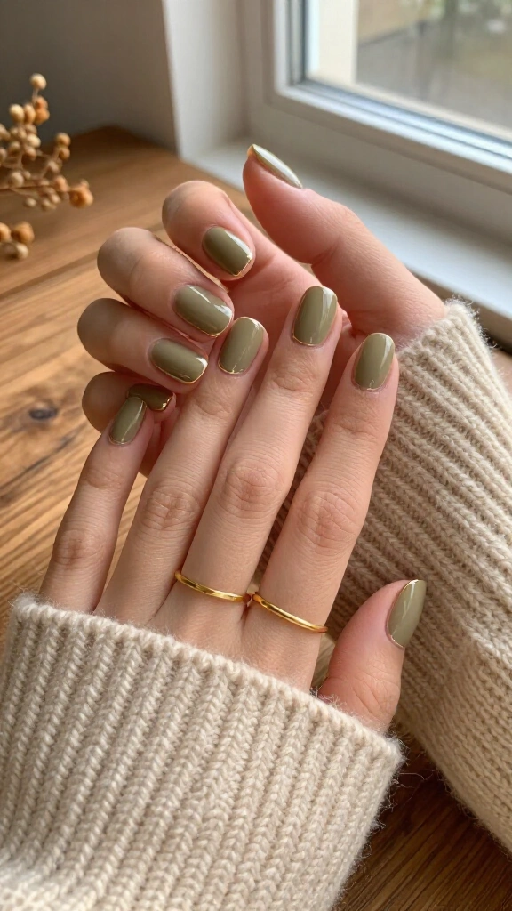 Muted Olive with Gold Chrome Cuffs