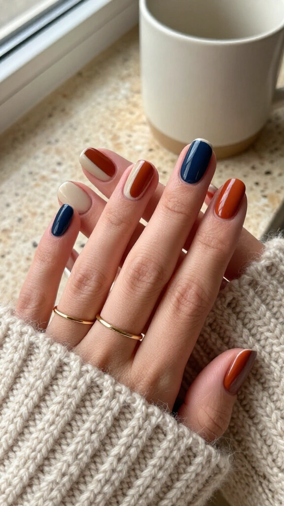 Modern Rust & Navy Color Blocking