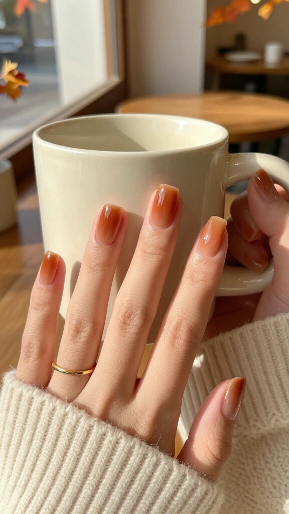 Sheer Cinnamon Syrup Nails