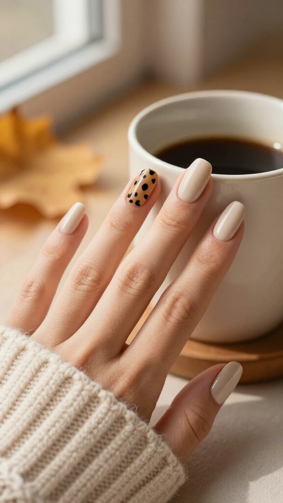 Classic Tan and Black Accent Nail