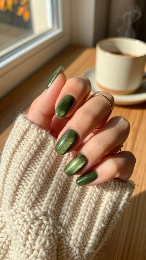 Warm Olive Green Velvet