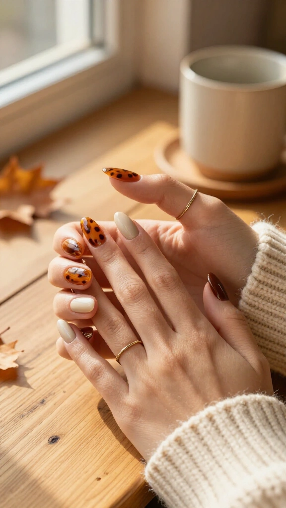 Tortoiseshell Accent Nails