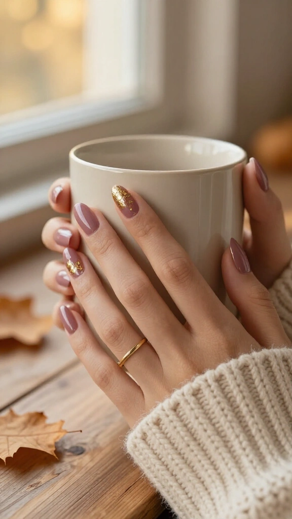 Muted Plum with Gold Foil Flakes