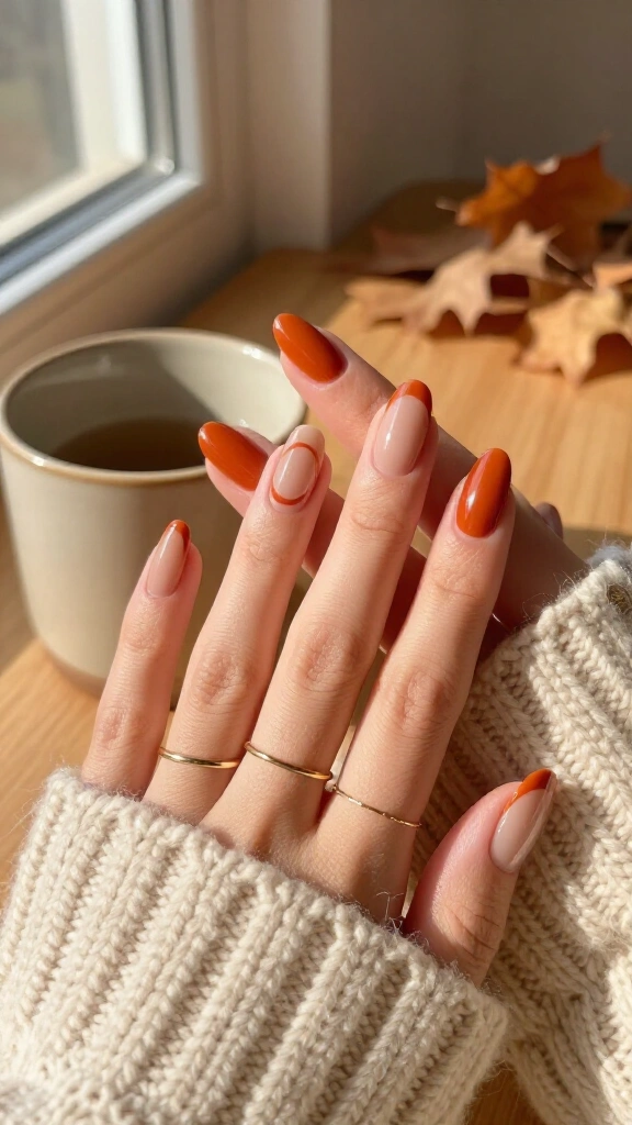 Burnt Orange Negative Space Arcs