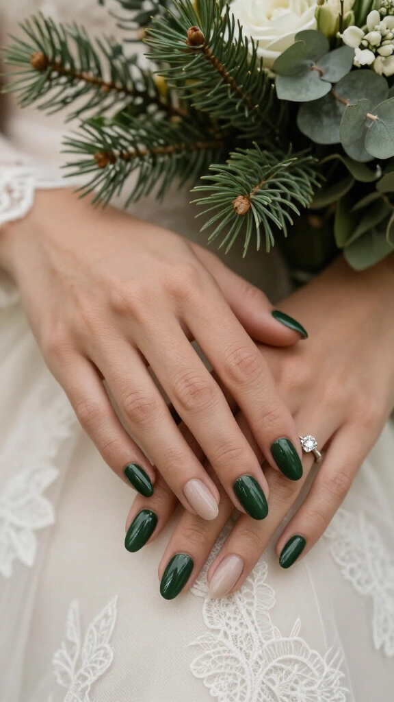 Moody Forest Green with Negative Half-Moons