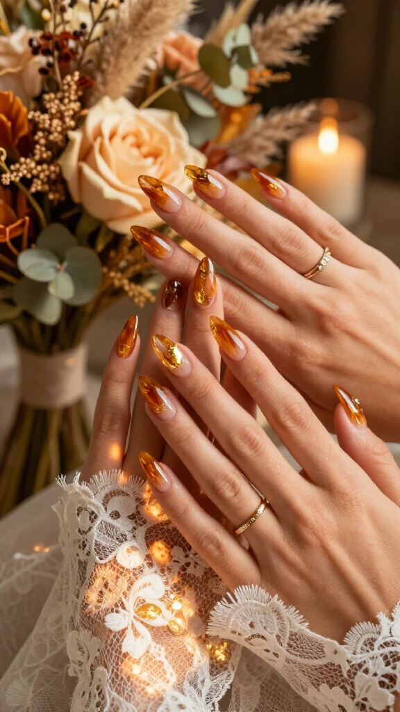 Golden Amber Jelly Glass Nails