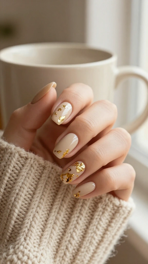 Minimalist gold leaf flecks