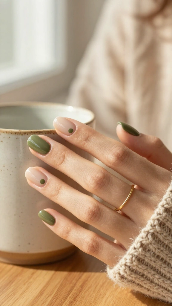 Muted olive dot grid