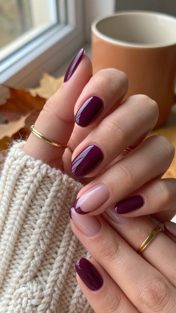 Deep plum negative space moons
