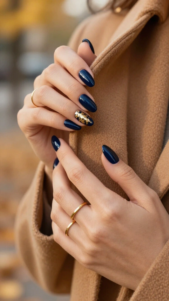 Midnight navy with gold foil accents