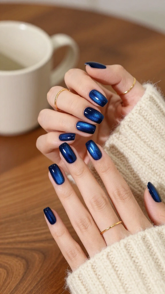 Deep indigo velvet cat-eye