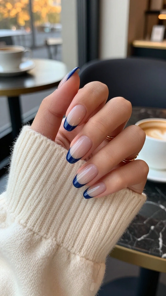 Inky French tips with nude base
