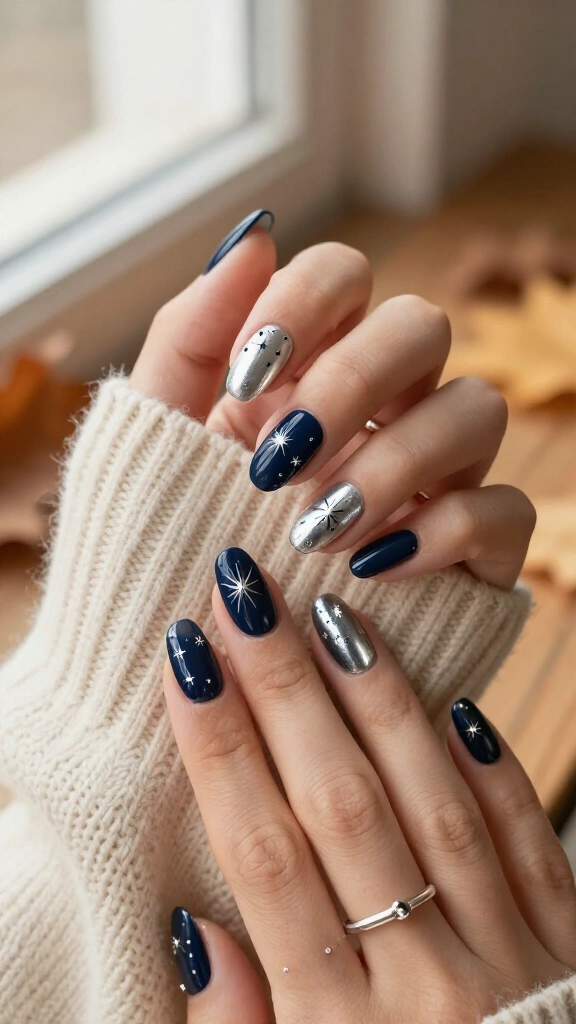 Celestial navy and delicate silver stars