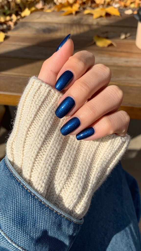 Dark denim blue with micro-shimmer