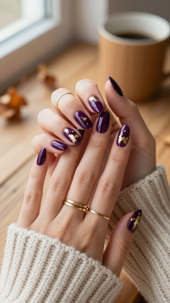 Moody Eggplant with Gold Foil Flakes