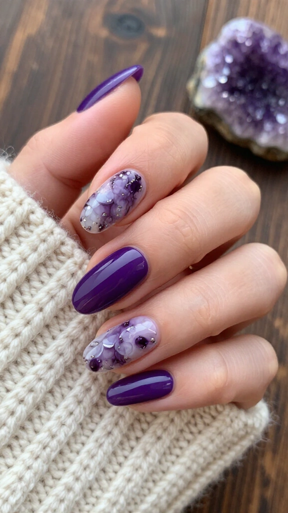 Dark Amethyst Geode Marbling