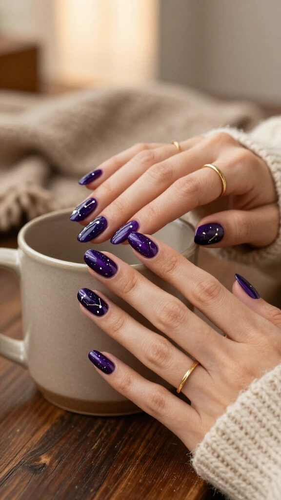 Celestial Midnight Purple with Star Constellations