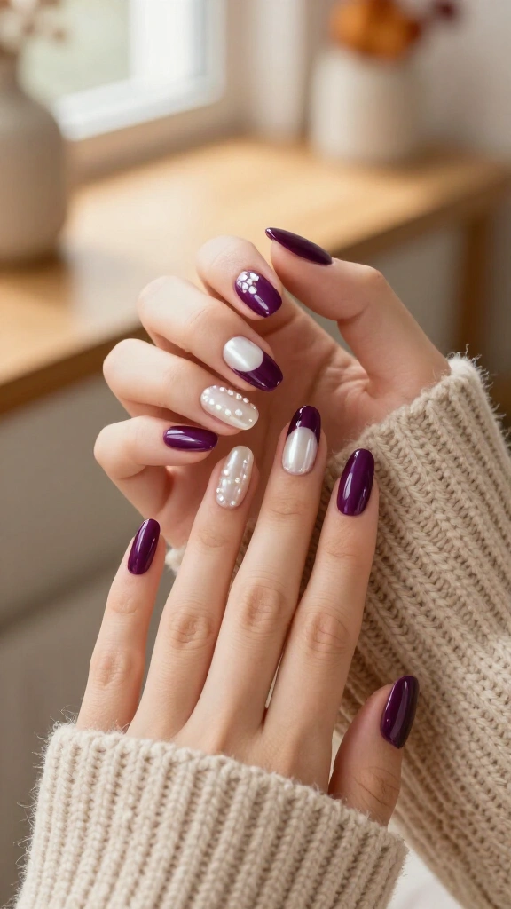 Glossy Boysenberry with Pearl Embellishments