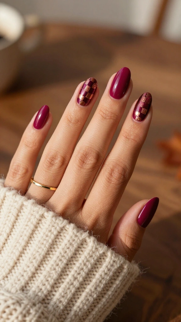 Ultra-Dark Magenta with Metallic Checkerboard