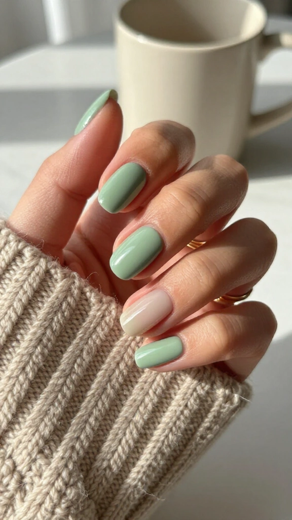 Matcha Green Negative Space Half-Moons