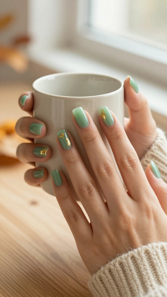 Jelly Jade Green with Gold Leaf Accents