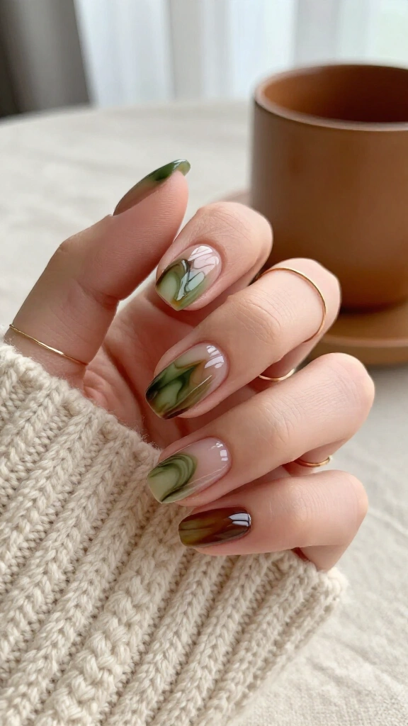 Olive & Mocha Marble Swirls