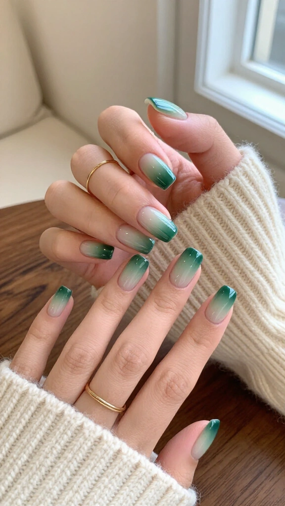Seafoam-to-Forest Green Ombre