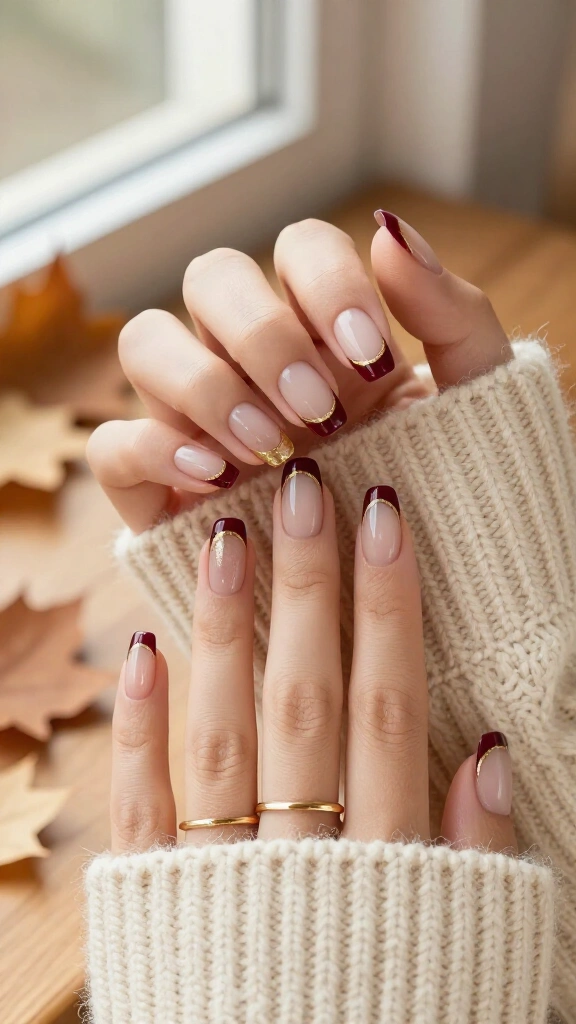 Deep Merlot French with Micro-Gold Borders