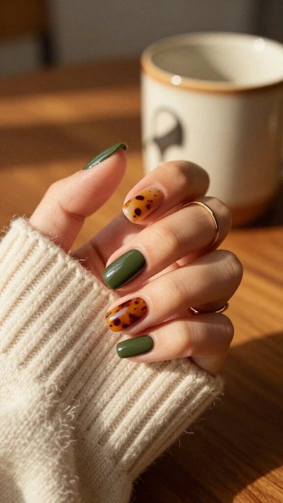 Olive Green and Tortoiseshell Accents