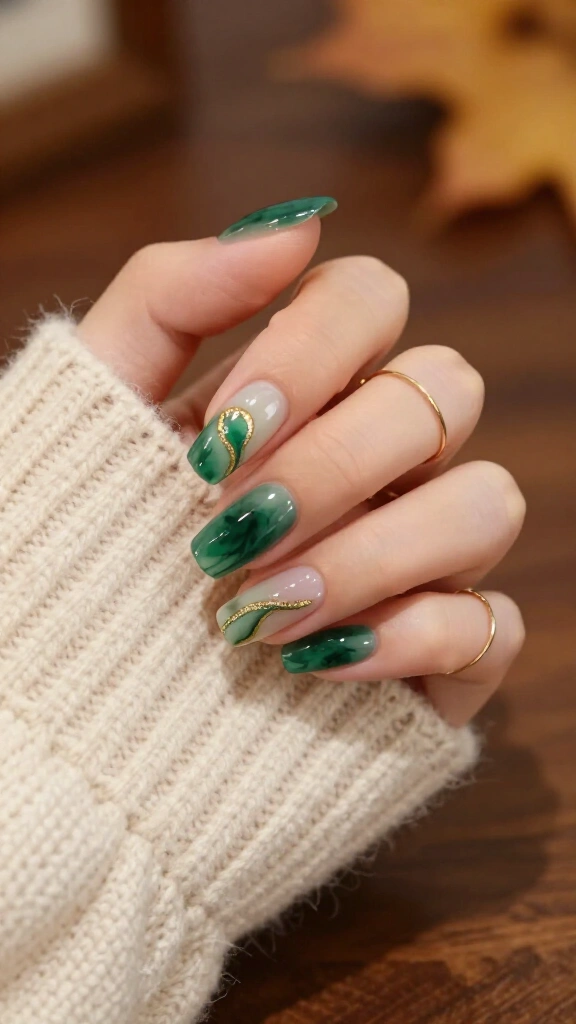 Gilded Emerald Quartz Marble