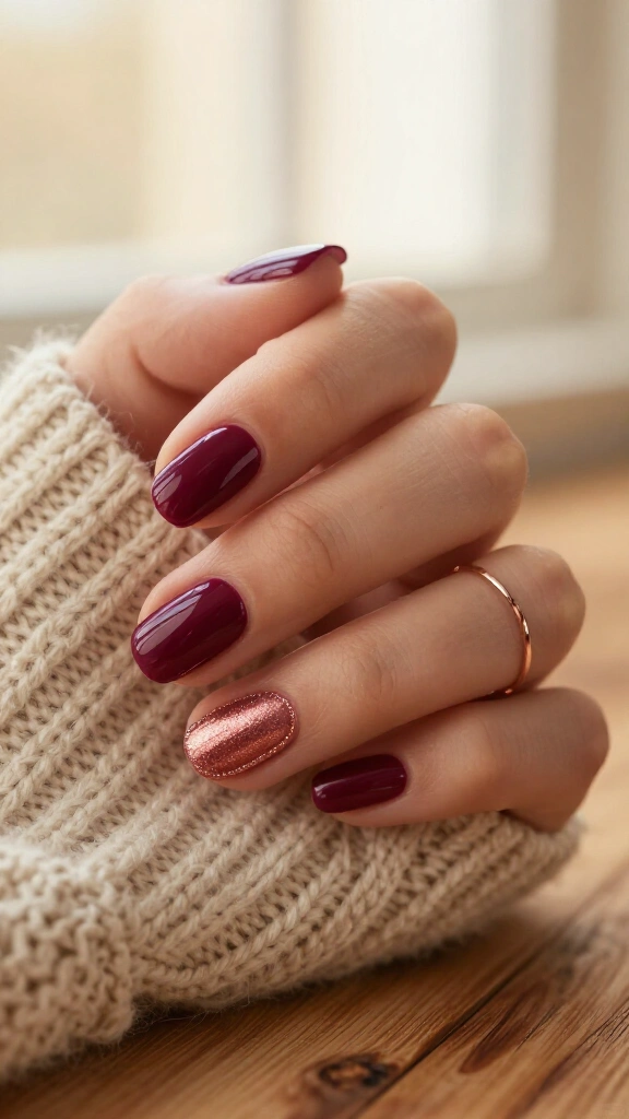 Spiced Plum with Rose Gold Cuticle Cuffs