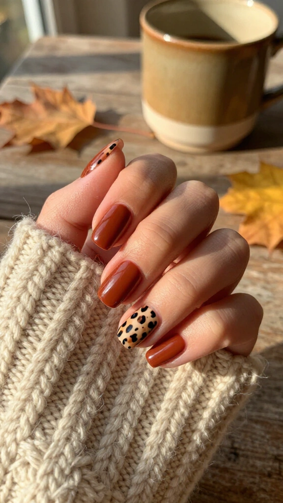 Muted terracotta cheetah print squares