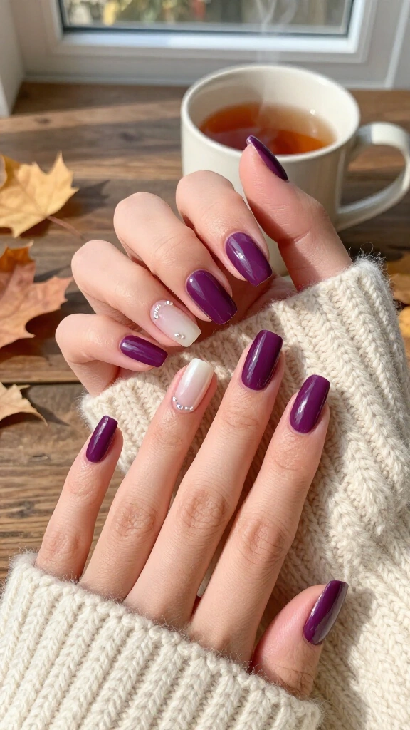 Plum Base with Subtle Pearl Accents